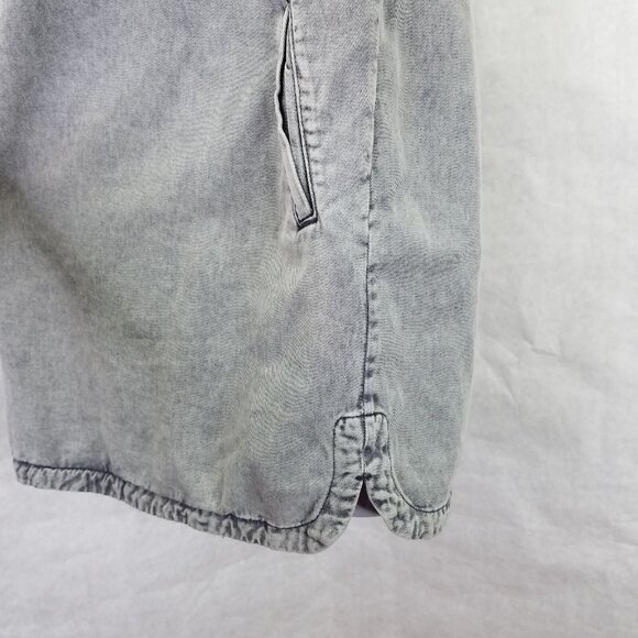 All Saints Adela Mini Dress Women's Sz 2 Denim Off The Shoulder Black Mint Grey - Picture 12 of 16